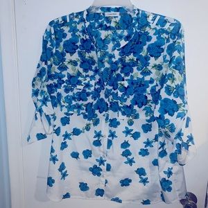 Calvin Klein women’s blue floral blouse size XL